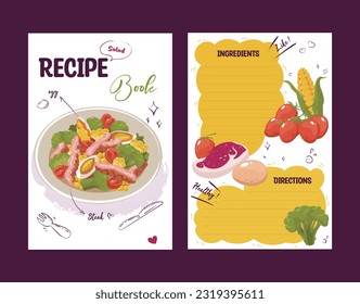 Hand drawn flat design recipe book 