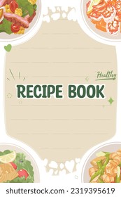 Hand drawn flat design recipe book 