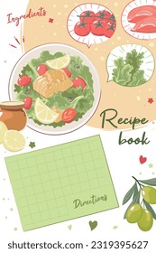 Hand drawn flat design recipe book 