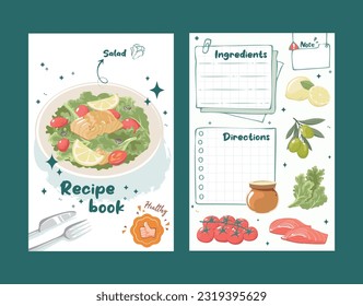 Hand drawn flat design recipe book 