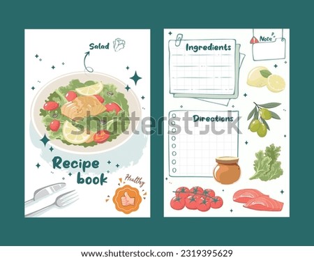 Hand drawn flat design recipe book 