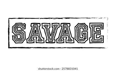 Hand drawn flat design savage logo template vector illustration.