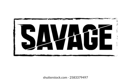 Hand drawn flat design savage logo template vector illustration.