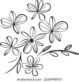 hand drawn flat design simple Floral outline