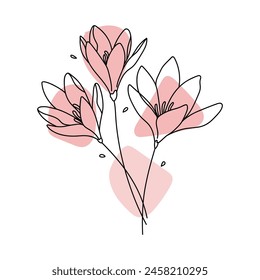Hand drawn flat design simple flower outline.