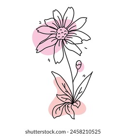 Hand drawn flat design simple flower outline