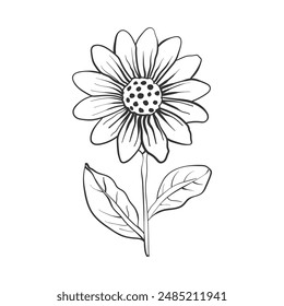Hand drawn flat design simple flower outline