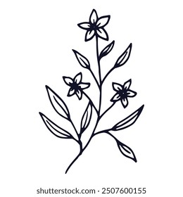 Hand drawn flat design simple flower outline illustration