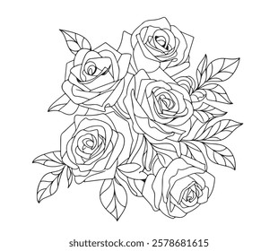 Hand drawn flat design simple flower outline