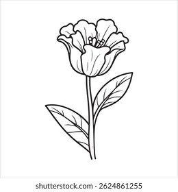 Hand drawn flat design simple flower outline vector 