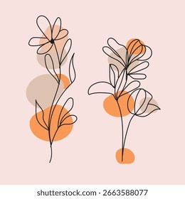 Hand drawn flat design simple flower outline