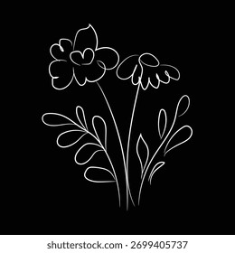 Hand drawn flat design simple flower outline