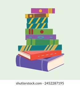 Hand drawn flat design stack of books