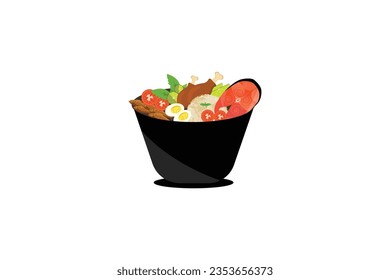 Ilustración de comida thai de diseño plano dibujado a mano