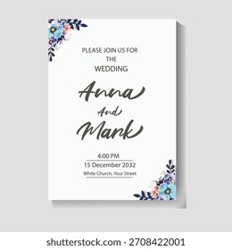 Hand drawn flat design wedding invitations