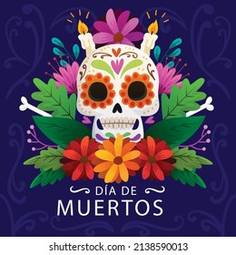 hand drawn flat dia de muertos skulls collection set vector