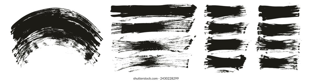Handgezeichnete flache Fächerpinsel Regular Gebogene und Lange und Kurze Hintergrund Hohe Detail Abstrakte Vektor Hintergrund MEGA Set 