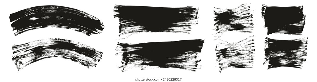 Hand Drawn Flat Fan Brush Regular Curved And Long And Short Background High Detail Abstract Vector Background MEGA Set 