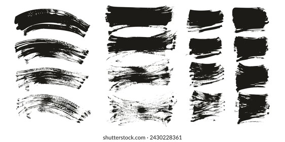Handgezeichnete flache Fächerpinsel Regular Gebogene und Lange und Kurze Hintergrund Hohe Detail Abstrakte Vektor Hintergrund MEGA Set 