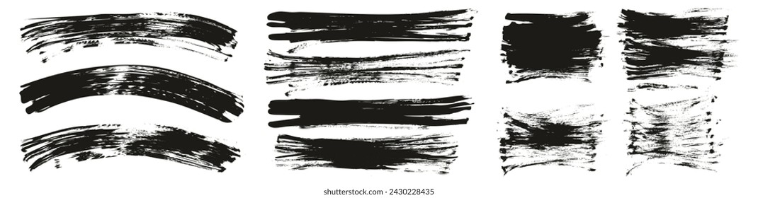 Hand Drawn Flat Fan Brush Regular Curved And Long And Short Background High Detail Abstract Vector Background MEGA Set 