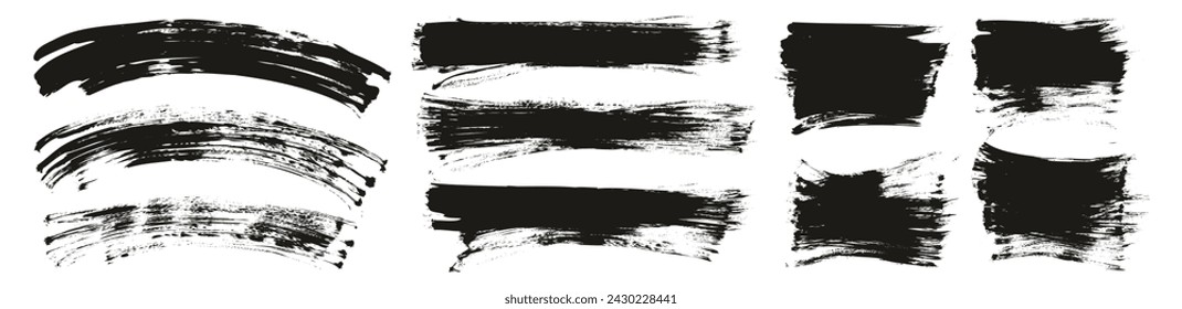 Hand Drawn Flat Fan Brush Regular Curved And Long And Short Background High Detail Abstract Vector Background MEGA Set 