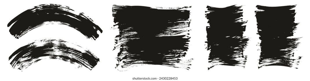 Cepillo plano dibujado a mano del ventilador Curvado regular y fondo largo y corto de alto detalle abstracto del fondo del vector MEGA Set 