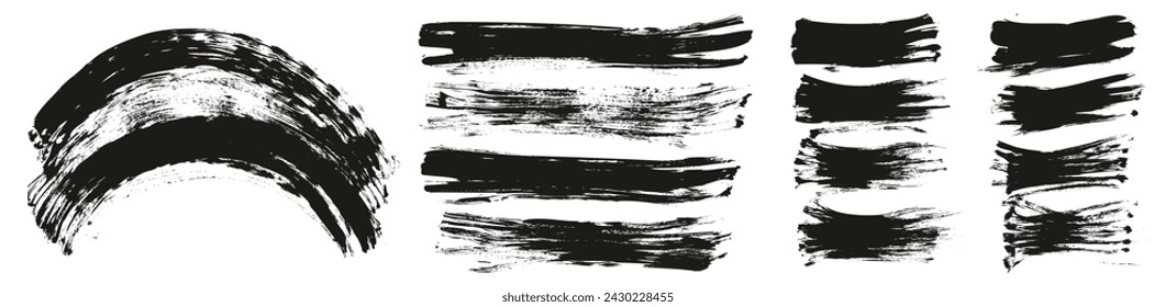 Cepillo plano dibujado a mano del ventilador Curvado regular y fondo largo y corto de alto detalle abstracto del fondo del vector MEGA Set 