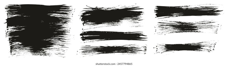 Hand Drawn Flat Fan Brush Thin Long Background High Detail Abstract Vector Background MEGA Set 