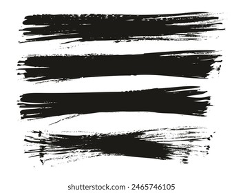 Hand Drawn Flat Fan Brush Thin Long Background High Detail Abstract Vector Background Set 