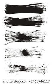 Hand Drawn Flat Fan Brush Thin Long Background High Detail Abstract Vector Background Set 