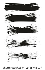 Hand Drawn Flat Fan Brush Thin Long Background High Detail Abstract Vector Background Set 