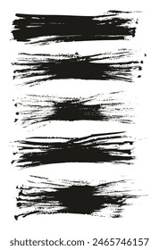Hand Drawn Flat Fan Brush Thin Long Background High Detail Abstract Vector Background Set 