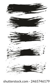 Hand Drawn Flat Fan Brush Thin Long Background High Detail Abstract Vector Background Set 