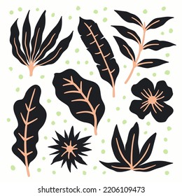 Hand drawn flat floral pattern on white background