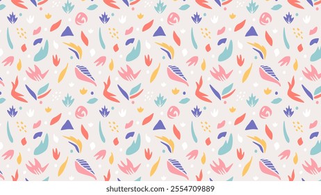 Hand drawn flat floral shapes pattern design