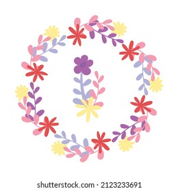 Handgezeichneter Blumenkranz und Bouquet-Design. Cute Pastellfarben Blumendoodle Design für Hochzeit, Grußkarte, speichern Sie das Datum Einladung.