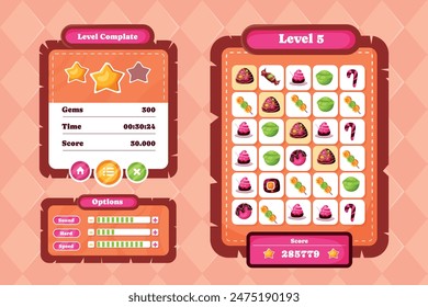 Hand drawn flat game assets composition