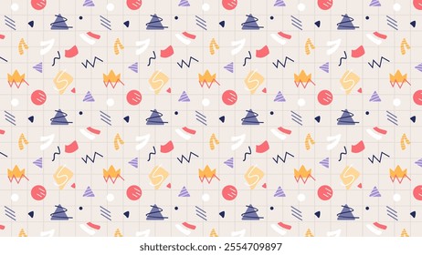 Hand drawn flat geometric lines pattern designs