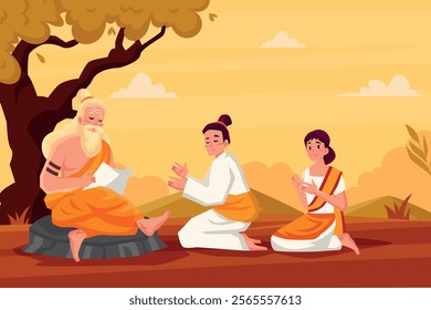 Hand drawn flat guru purnima illustration