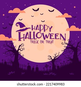 Hand drawn flat halloween background