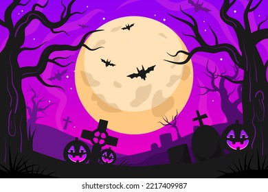 Hand drawn flat halloween background