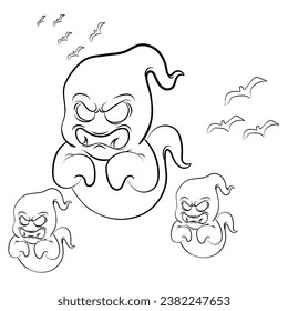 Hand drawn flat Halloween background