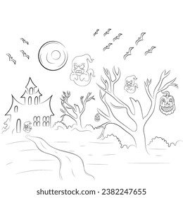 Hand drawn flat Halloween background