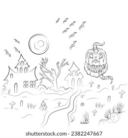 Hand drawn flat Halloween background