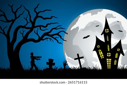 Hand drawn flat halloween background. vector illustration.