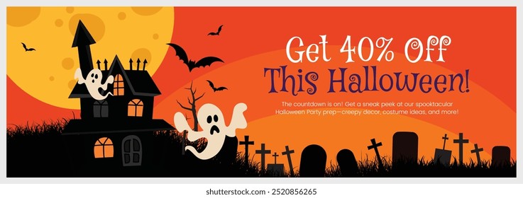 Desenhado à mão plano halloween Banner Design