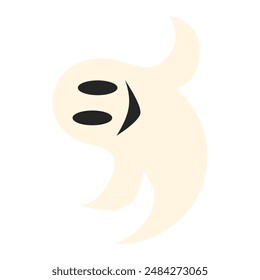 Dibujado a mano fantasma de Halloween plano sobre un fondo blanco.