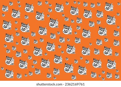 Hand drawn flat Halloween pattern design