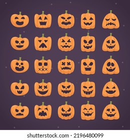 hand drawn flat halloween pumpkins collection