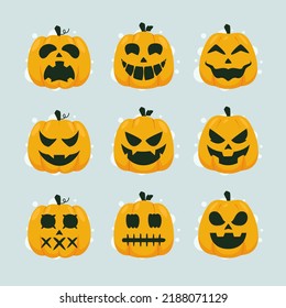 Hand drawn flat halloween scary pumpkin illustration